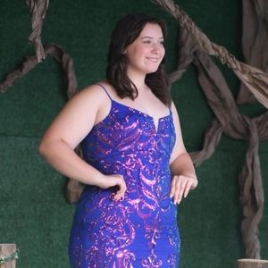 Blue and purple Windsor dress